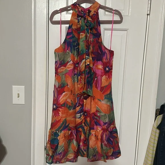 MSK TROPICAL rayon blend size large mini dress - Picture 4 of 4
